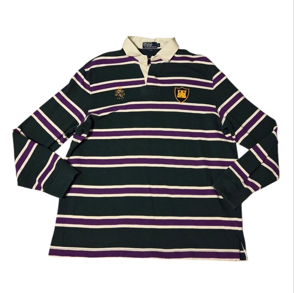 Polo By Ralph Lauren Classic Rugby Crest Polo Castle Logo Preppy Vintage Large - Picture 2 of 8